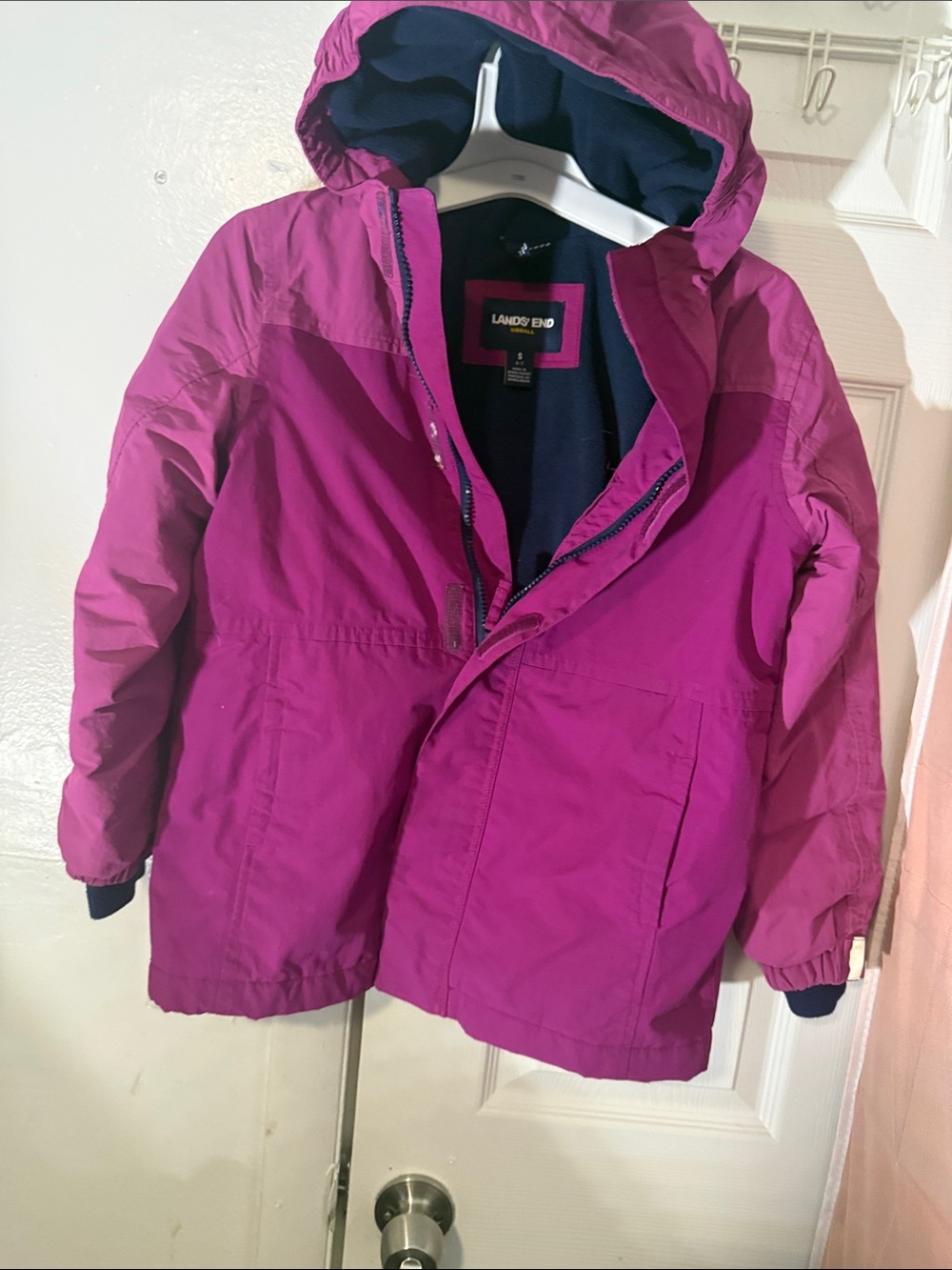 Lands' End Girls' Hooded Puffer Jacket in Bright Fuchsia